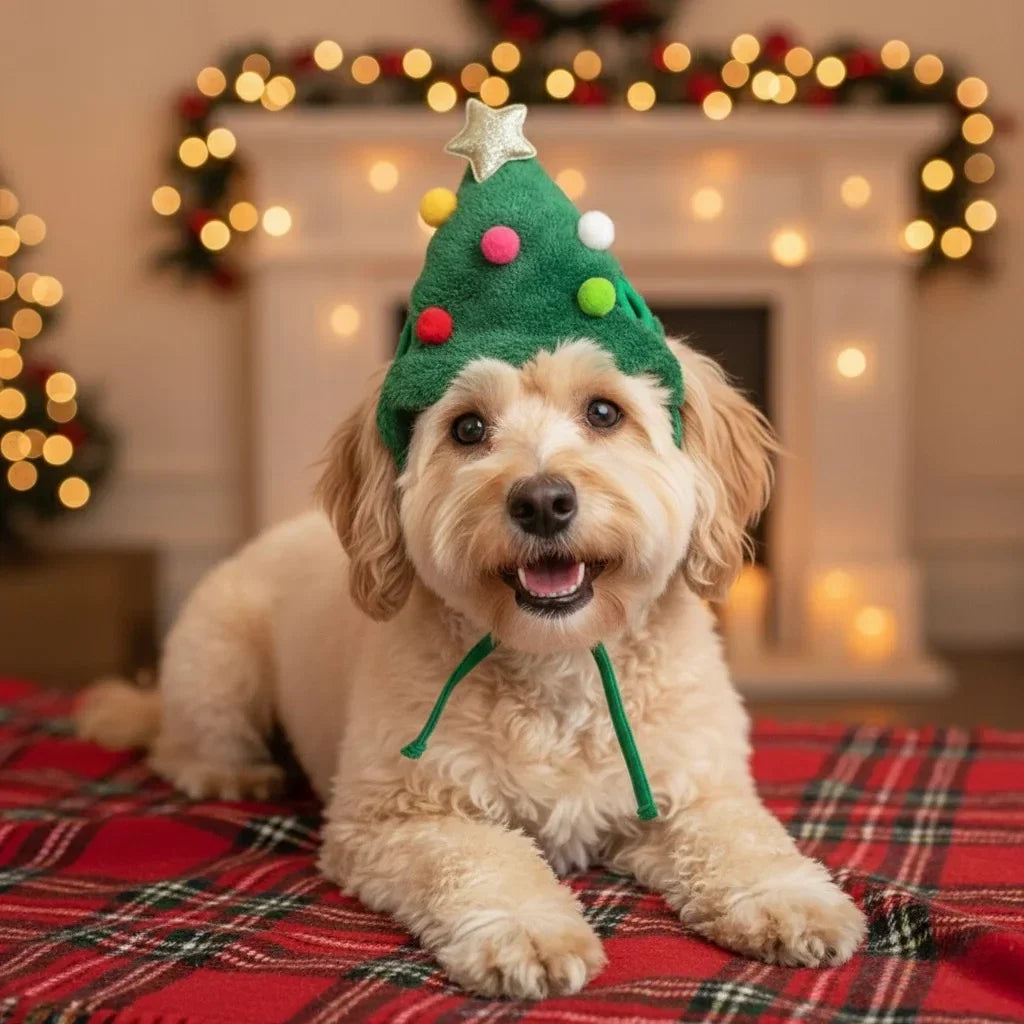 Holiday Pet Outfit (Hat + Scarf)