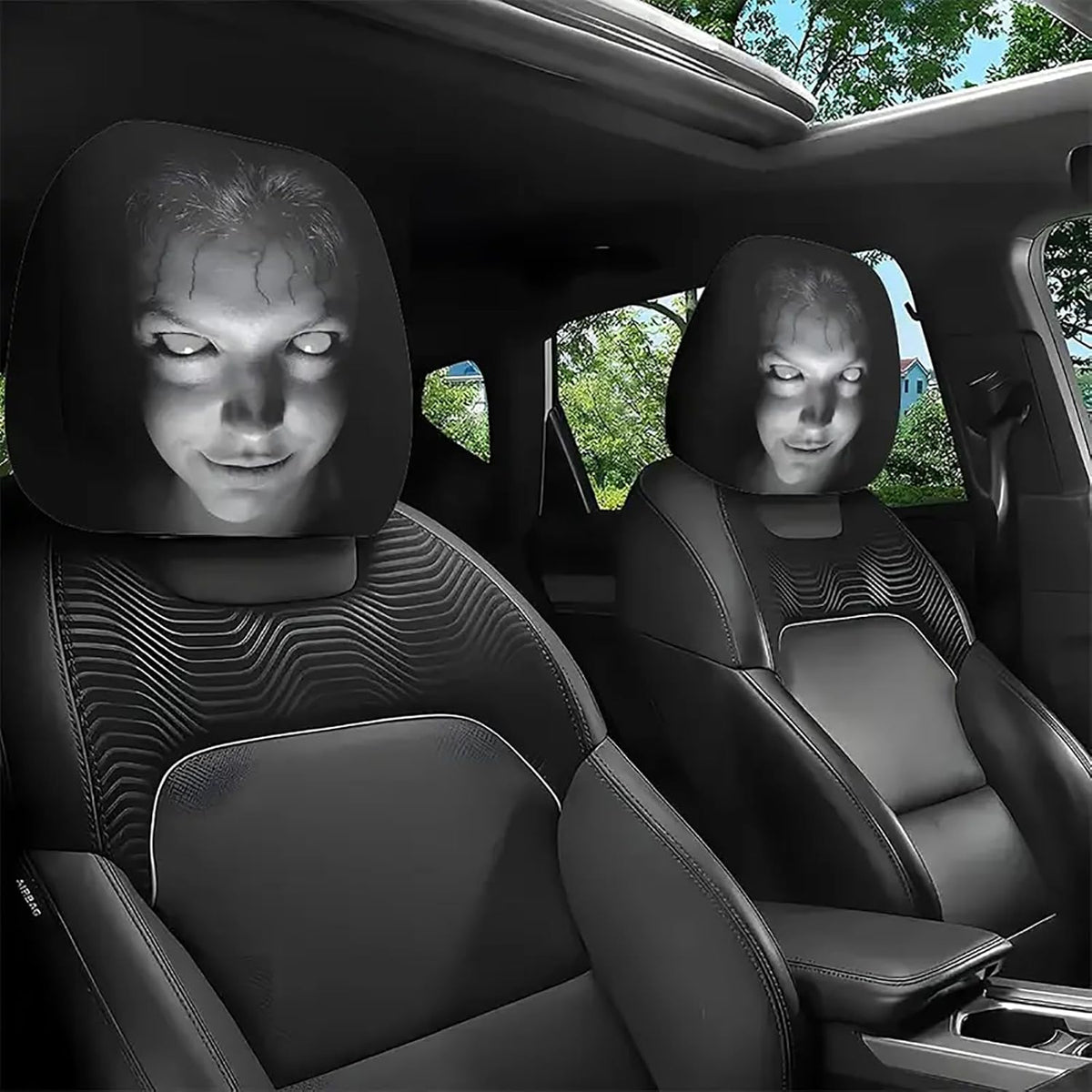 Horror Face Car Headrest Covers